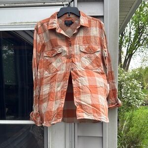 Pendleton Women’s Orange Plaid Flannel Shirt
